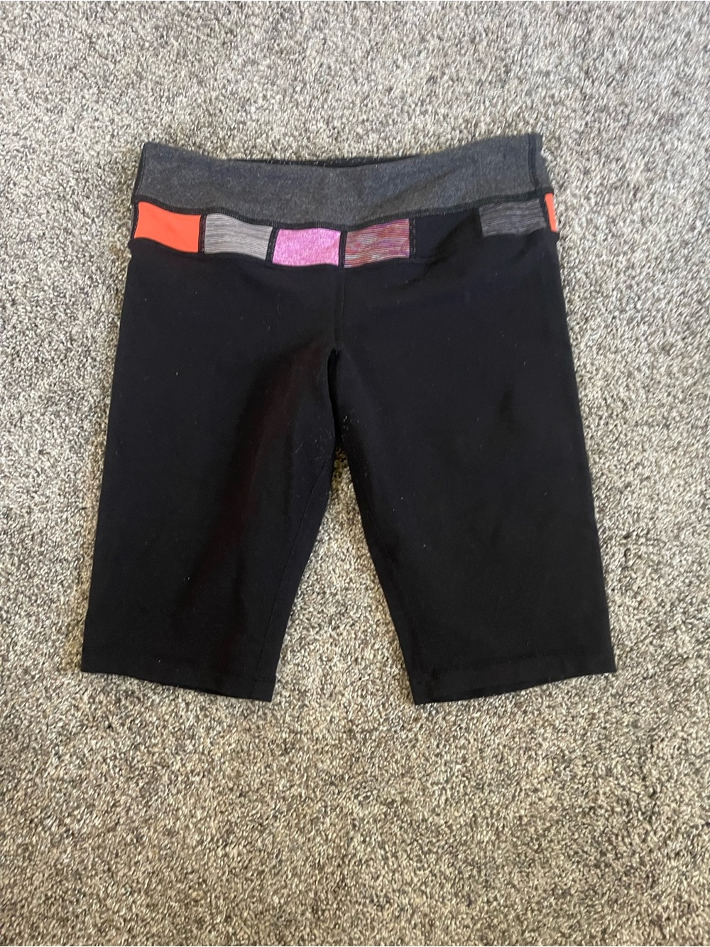 lululemon athletica Black Biker Shorts with Pink and Orange Waist Accents